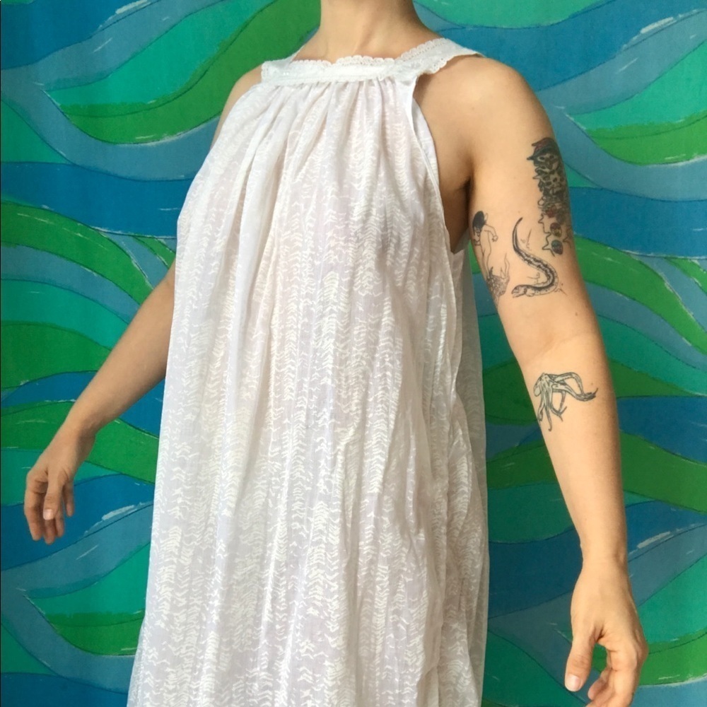 VINTAGE 80s 90s maxi slip dress white sheer trendy